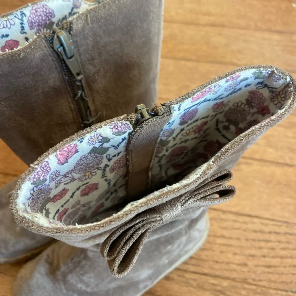 Livie & Luca Kids' Suede Boots with Bows - Brown